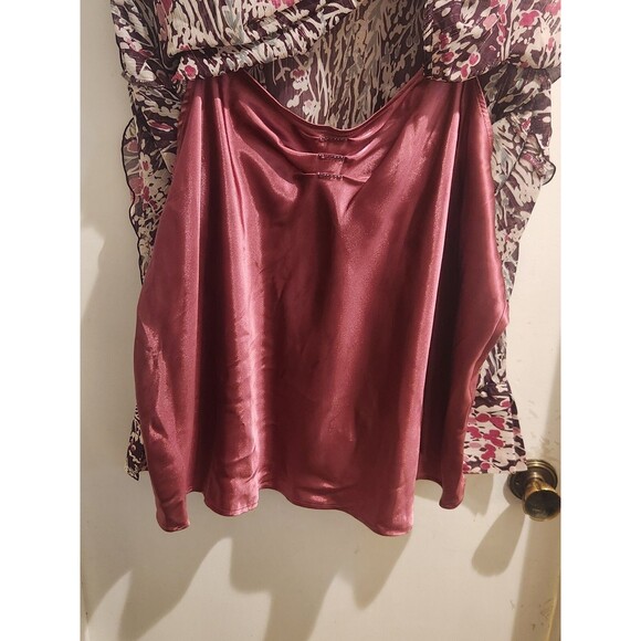 Lane Bryant Size 26/28 Purple Floral V-Neck Chiffon Long Sleeve Top w/Camisole‎ - Picture 5 of 9